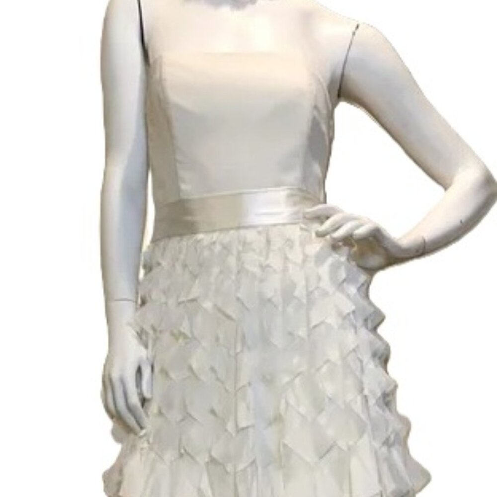 White House Black Market Strapless Ivory Cocktail Party Prom Dress Size 12